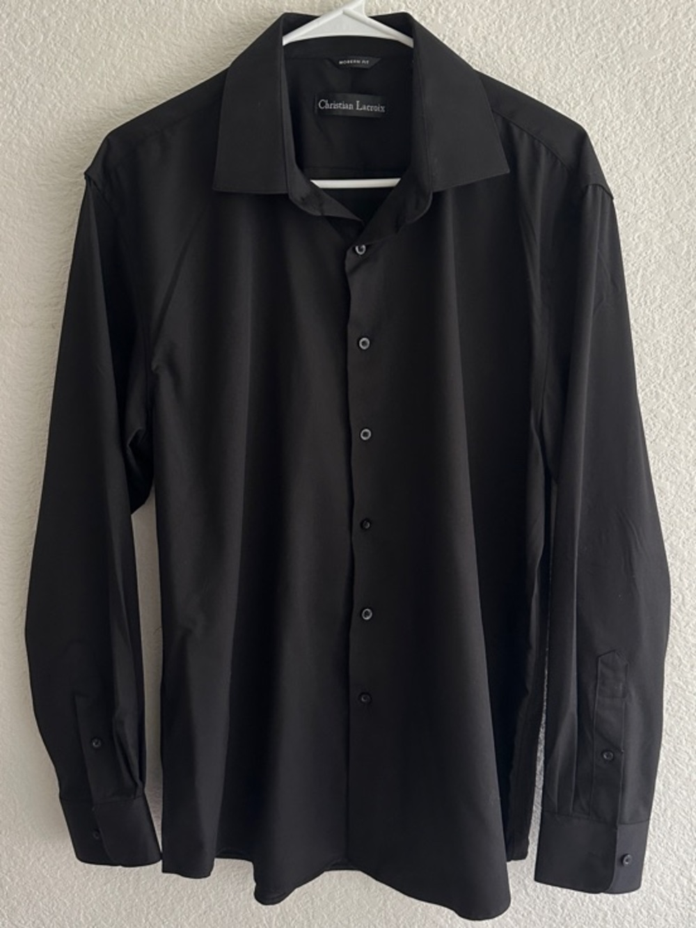 Christian Lacroix Men's Black Long-Sleeve Dress Shirt Size Large